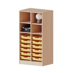 ErgoTray Regal, 2reihig, 3,5 OH, oben 4 Fächer unten 12 flache Boxen, B/H/T 70,3x136x40cm 